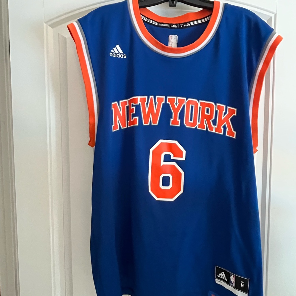 Knicks adidas Blue & Orange Porzingis basketball Jersey - adult size medium